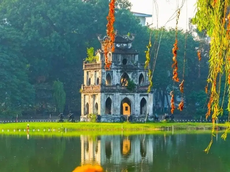Turtle Tower on Hoan Kiem Lake in Hanoi